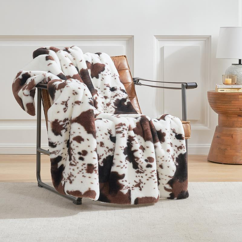 Cozy Bliss Luxury Faux Fur Throw Blanket 400GSM Deer Print, Non Shedding Double Sided Sherpa Blankets Super Soft Fluffy Thick Warm Throws Home Decor for Couch Bed Sofa Women, Plush Warm Microfiber Cheetah Blanket for Couch, Bed,Season Comfort, Sofa