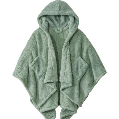Songling Wearable Blanket Sherpa Poncho Office Work Warm Cozy Shawl Blanket,Plush Cape Wrap for Adults