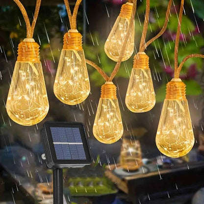 Funny Lamp Outdoor Patio LED Solar String Lights, 16 Shatterproof Bulbs, 26Ft Waterproof Solar String Lights with 8 Lighting Modes – Suitable for Decorating Patios, Courtyards, Gardens, Living Rooms & Bedrooms Funny Light