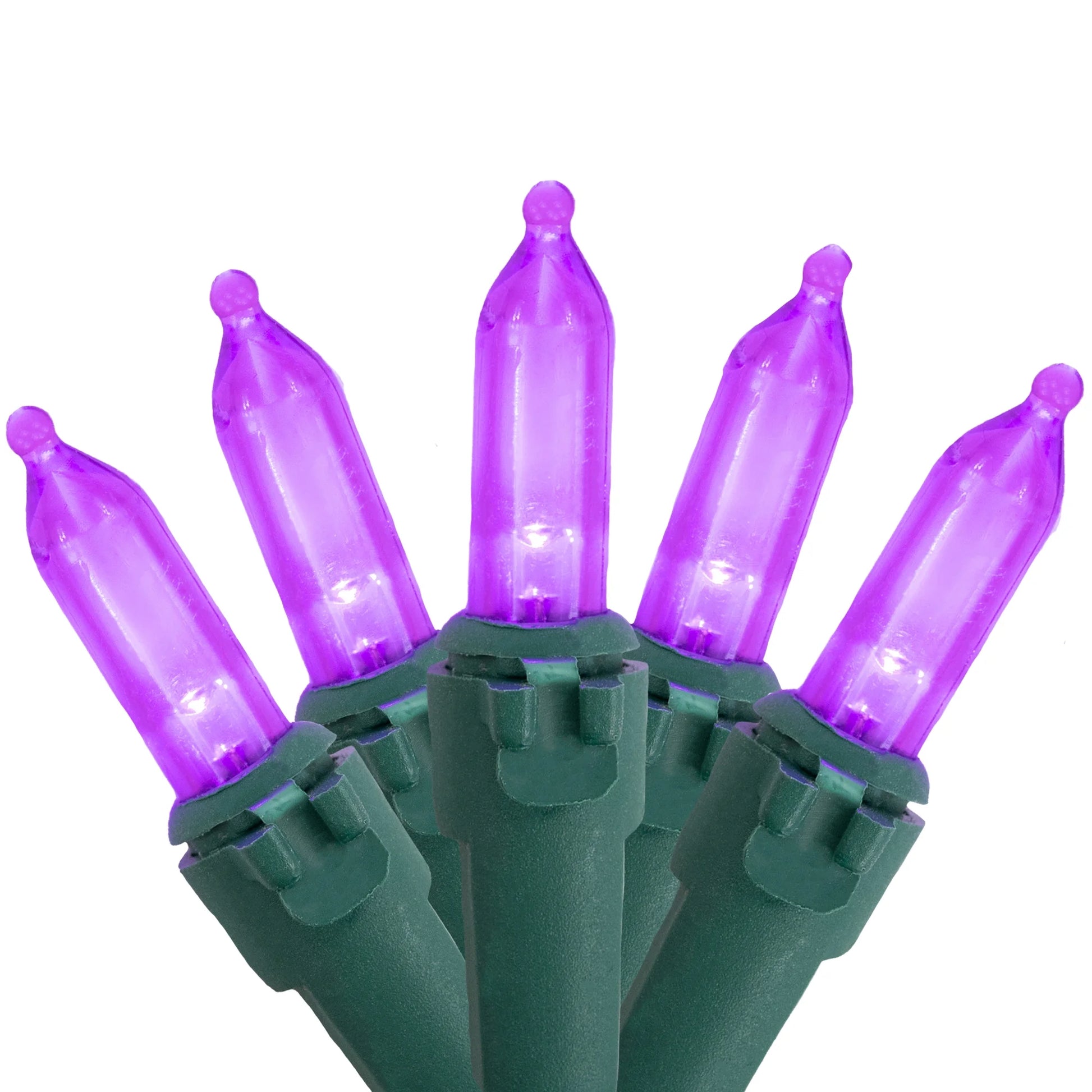 LED Mini Christmas Lights - Purple - 16.25' Green Wire - 50Ct