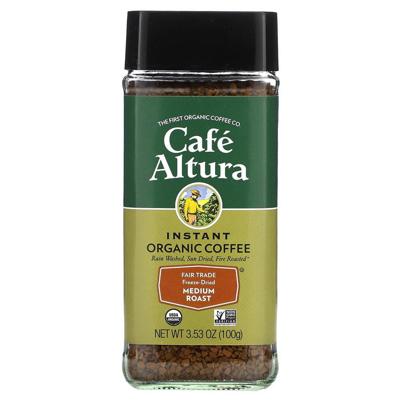 Cafe Altura Instant Organic Coffee, Medium Roast, Freeze-Dried, 3.53 Oz (100 G)